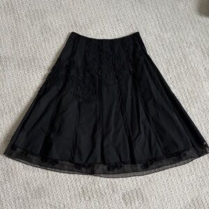 April Cornell Elegant Women's Embroidered and Lace Black Skirt Size Small